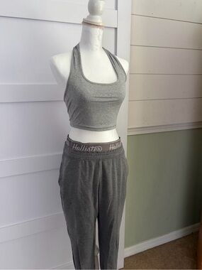 Hollister Women's Gray Halter Crop Top And Pants